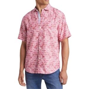 Tommy Bahama Pink Confetti Coconut Point‎ Sandbar Geo Camp Button Down Shirt